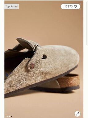 Birkenstock Suede Boston Soft Footbed Clog in Taupe size 36